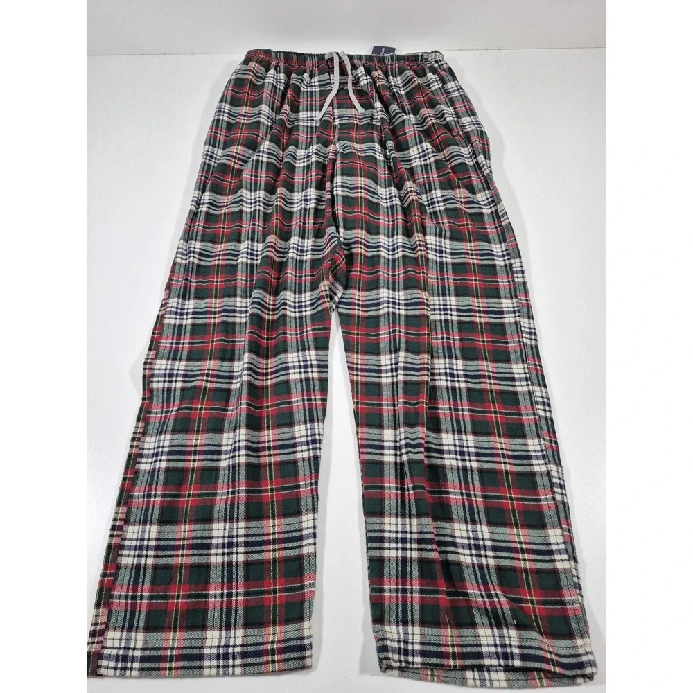 Polo Ralph Lauren Pajama Pants Mens L Green Plaid Flannel Sleepwear Drawstring